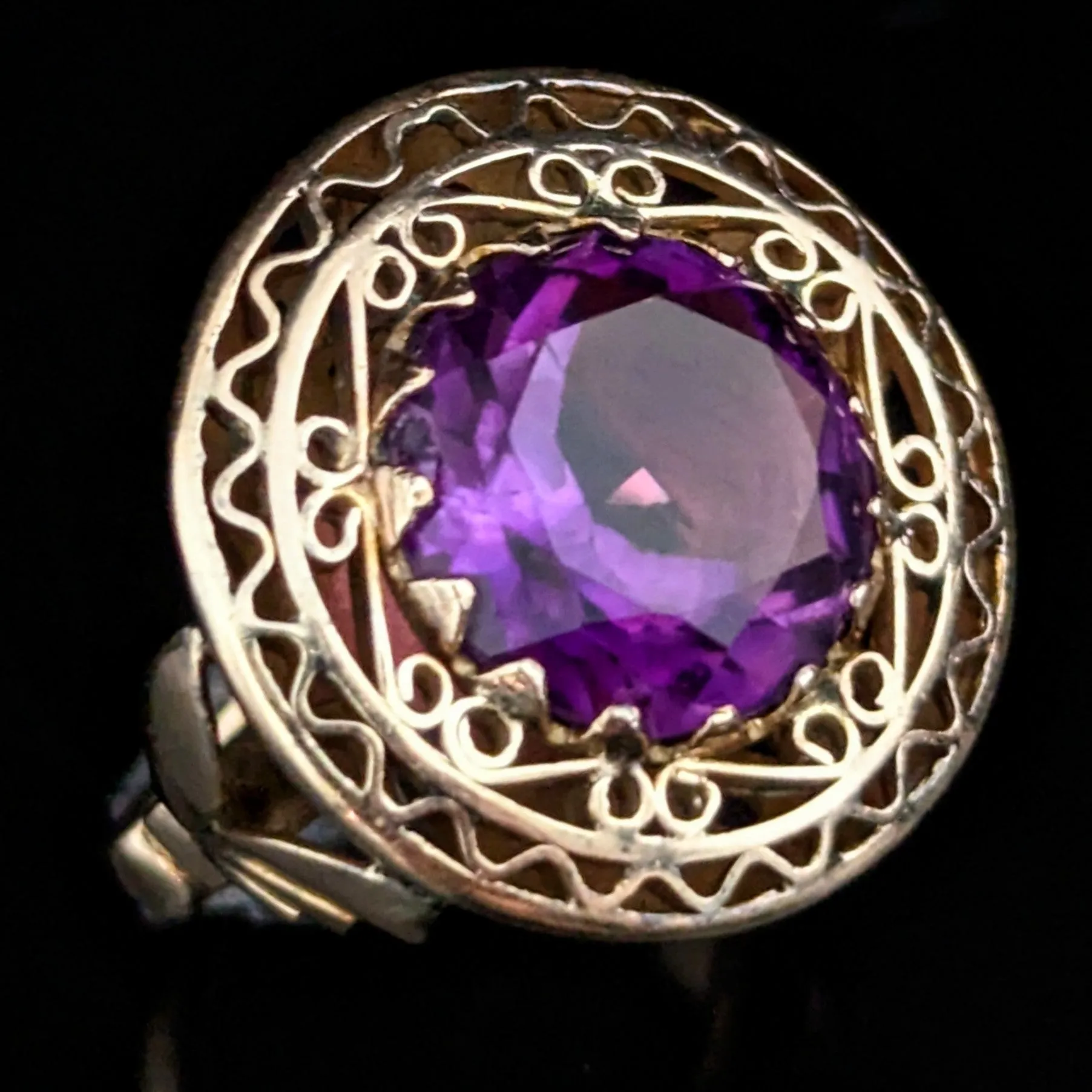 The Marfa - Vintage Amethyst 14k Yellow Gold Cocktail Ring