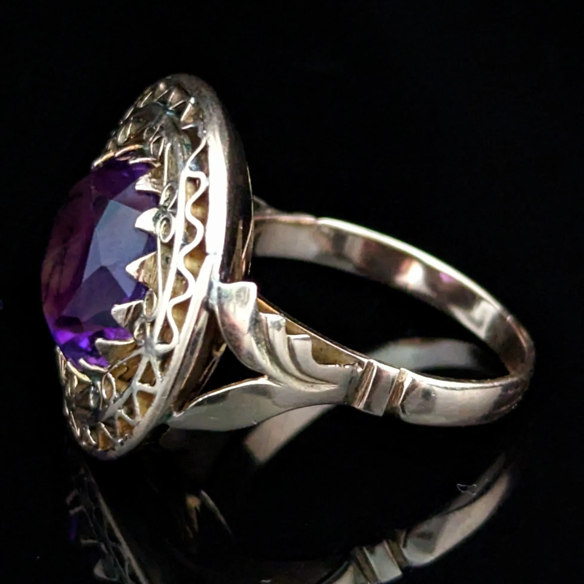 The Marfa - Vintage Amethyst 14k Yellow Gold Cocktail Ring