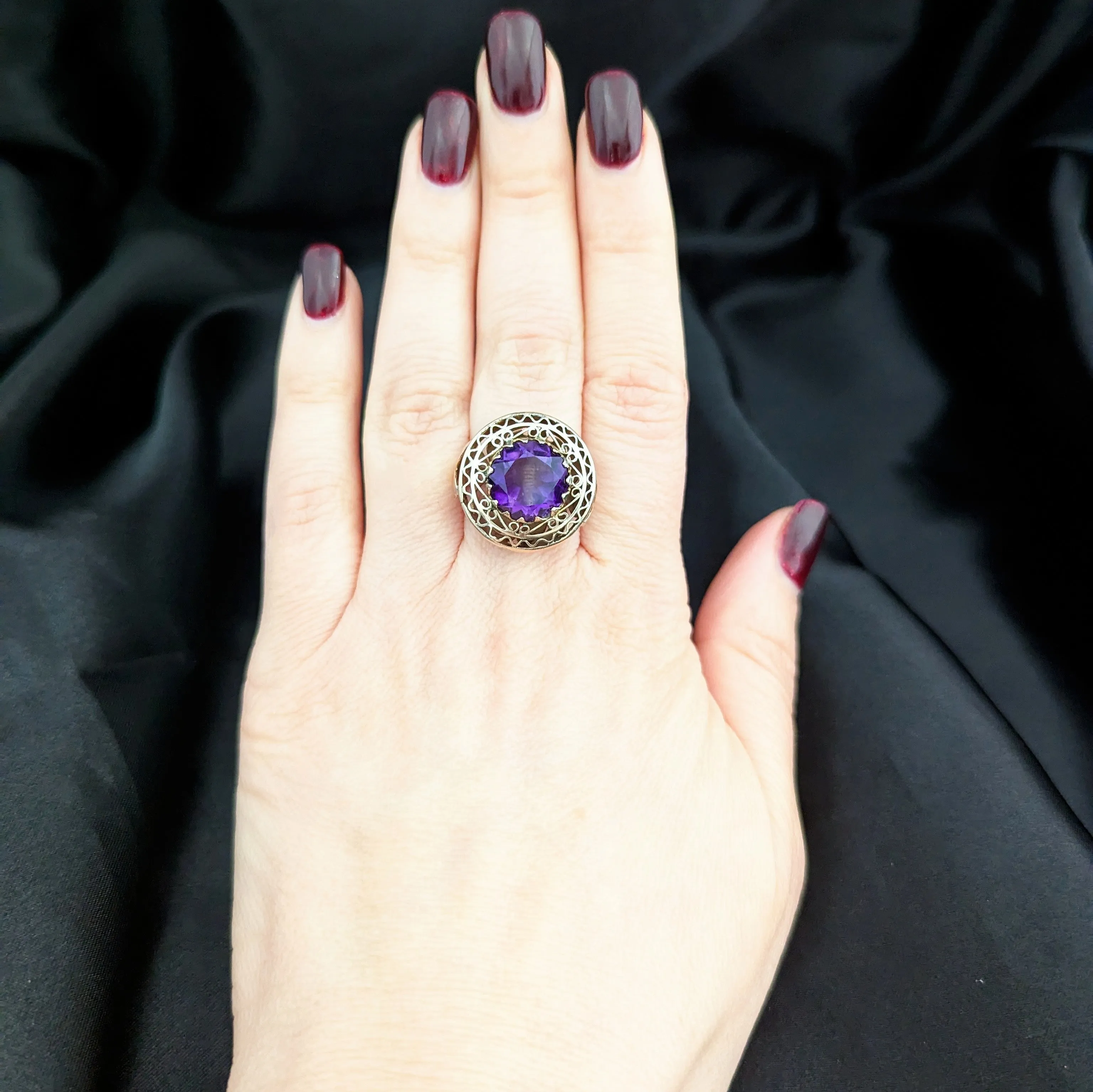 The Marfa - Vintage Amethyst 14k Yellow Gold Cocktail Ring