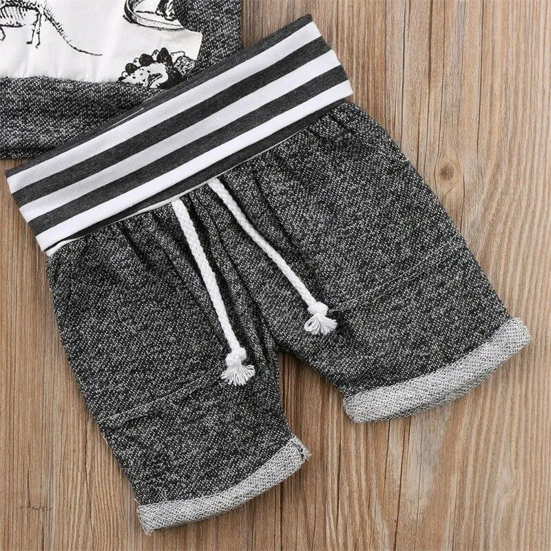 Toddler Kids Baby Boy Clothes Hoodies Sleeveless Tops Shorts Pants 2pcs Outfit Dinosaur Clothing