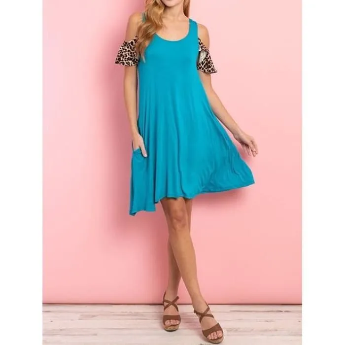 Turquoise Knit Shift Dress