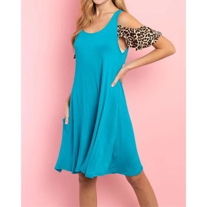 Turquoise Knit Shift Dress