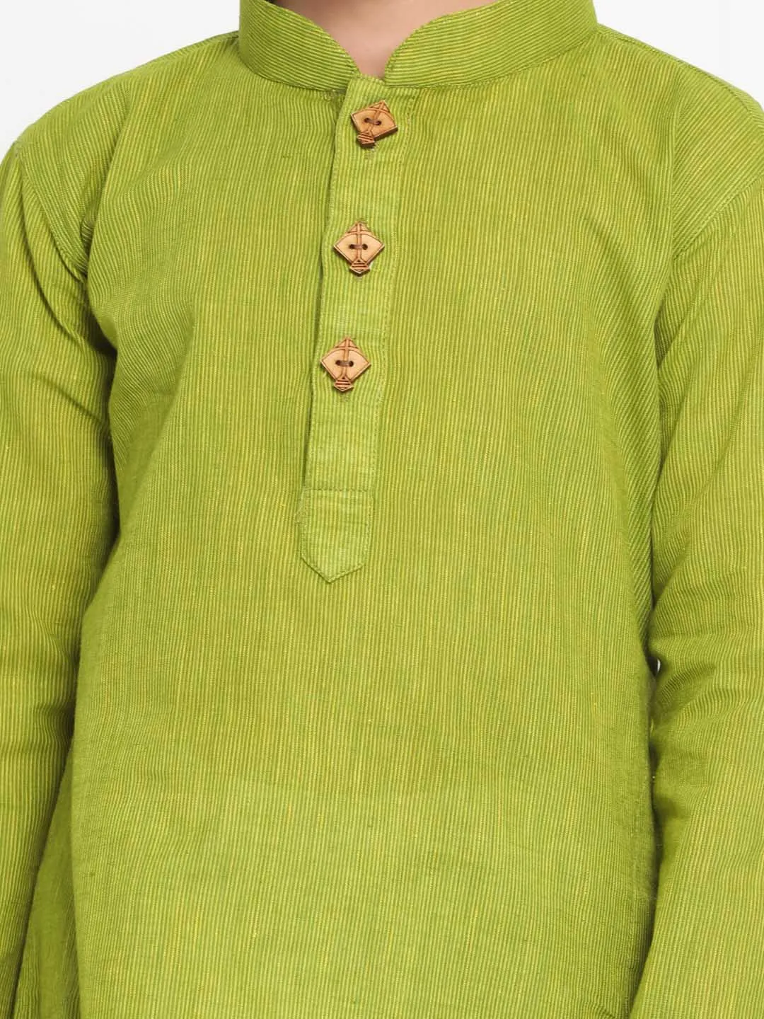 VASTRAMAY Boy's Green Cotton Kurta and Pyjama Set